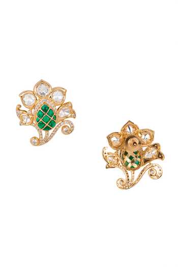 Nazaakat By Samara Singh Green Embellished Stone Earrings Online at Aza Fashions Nazaakat By Samara Singh_Green Embellished Stone Earrings _Online_at_Aza_Fashions