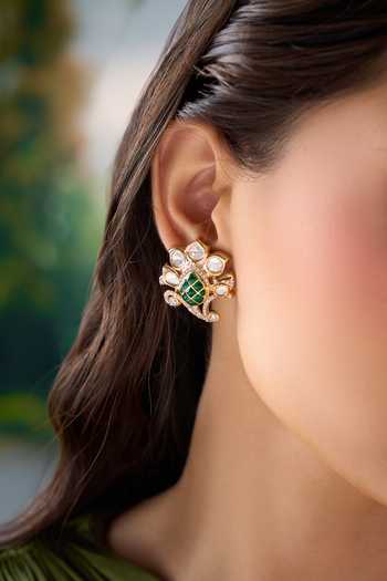 Buy Nazaakat By Samara Singh Green Embellished Stone Earrings Online at Aza Fashions Buy_Nazaakat By Samara Singh_Green Embellished Stone Earrings _Online_at_Aza_Fashions