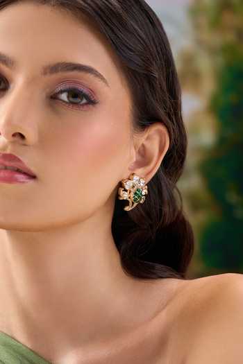 Nazaakat By Samara Singh Embellished Green Stone Earrings