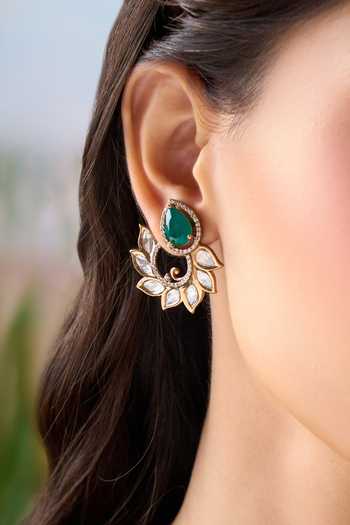 Buy Nazaakat By Samara Singh Green Stone Studded Earrings Online at Aza Fashions Buy_Nazaakat By Samara Singh_Green Stone Studded Earrings _Online_at_Aza_Fashions