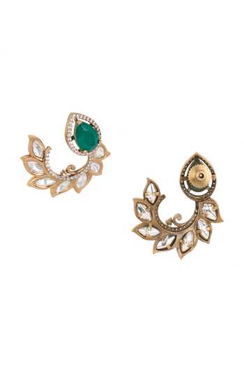 Shop Nazaakat By Samara Singh Green Stone Studded Earrings Online at Aza Fashions Shop_Nazaakat By Samara Singh_Green Stone Studded Earrings _Online_at_Aza_Fashions