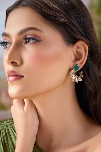 Buy Nazaakat By Samara Singh Green Stone Studded Earrings Buy_Nazaakat By Samara Singh_Green Stone Studded Earrings
