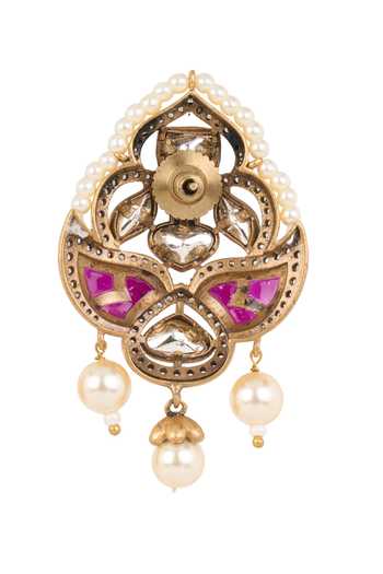 Nazaakat By Samara Singh Pink Cutwork Embellished Earrings Online at Aza Fashions Nazaakat By Samara Singh_Pink Cutwork Embellished Earrings _Online_at_Aza_Fashions