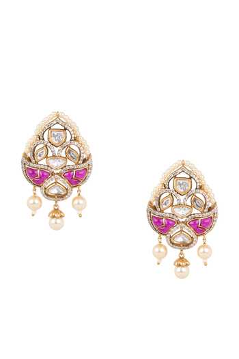 Nazaakat By Samara Singh Cutwork Embellished Earrings 