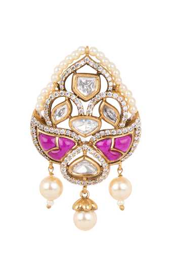 Nazaakat By Samara Singh Pink Cutwork Embellished Earrings at Aza Fashions Nazaakat By Samara Singh_Pink Cutwork Embellished Earrings _at_Aza_Fashions