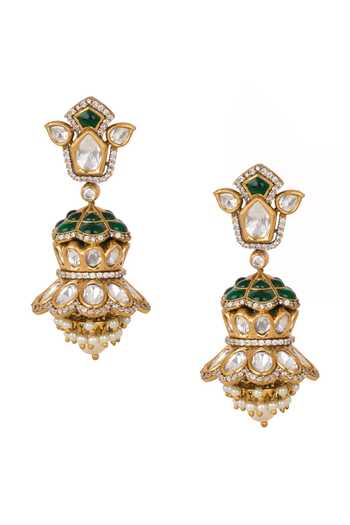 Nazaakat By Samara Singh Embellished Dholki Jhumka Earrings