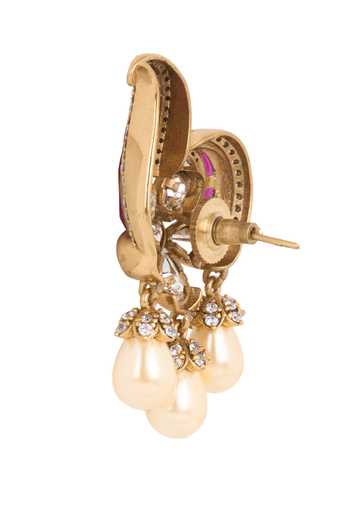 Nazaakat By Samara Singh Pink Embellished Stone Drop Earrings Online at Aza Fashions Nazaakat By Samara Singh_Pink Embellished Stone Drop Earrings _Online_at_Aza_Fashions