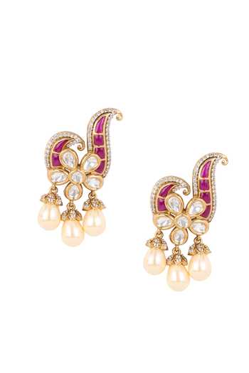 Nazaakat By Samara Singh Embellished Stone Drop Earrings 
