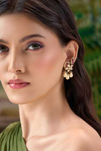 Nazaakat By Samara Singh Embellished Stone Drop Earrings 