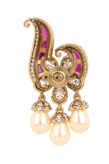 Shop Nazaakat By Samara Singh Pink Embellished Stone Drop Earrings Online at Aza Fashions Shop_Nazaakat By Samara Singh_Pink Embellished Stone Drop Earrings _Online_at_Aza_Fashions
