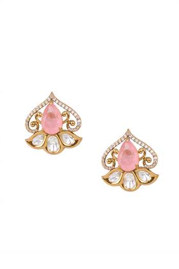 Nazaakat By Samara Singh Spade Embellished Stud Earrings 