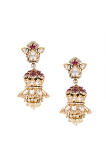 Nazaakat By Samara Singh Embellished Dholki Jhumka Earrings