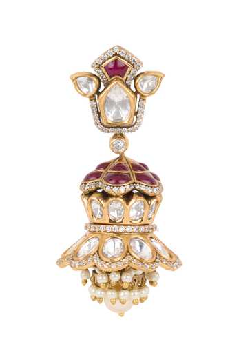 Shop Nazaakat By Samara Singh Pink Embellished Dholki Jhumka Earrings Online at Aza Fashions Shop_Nazaakat By Samara Singh_Pink Embellished Dholki Jhumka Earrings _Online_at_Aza_Fashions