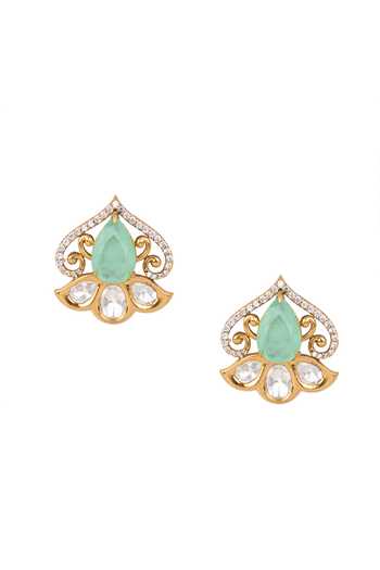 Nazaakat By Samara Singh Spade Shaped Embellished Earrings 