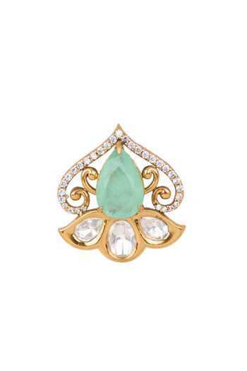 Nazaakat By Samara Singh Gold Plated Spade Shaped Embellished Earrings Online at Aza Fashions Nazaakat By Samara Singh_Gold Plated Spade Shaped Embellished Earrings _Online_at_Aza_Fashions