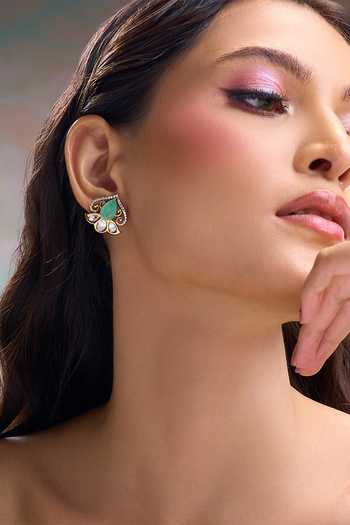 Nazaakat By Samara Singh Spade Shaped Embellished Earrings 