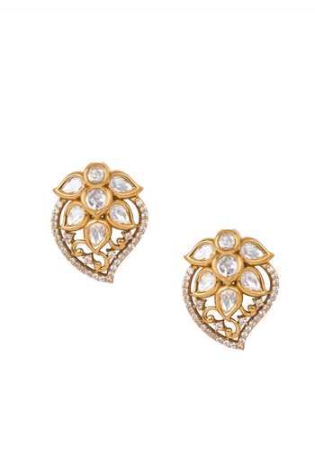 Nazaakat By Samara Singh Cutwork Lead Studded Earrings 