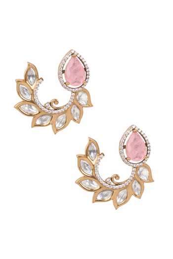 Nazaakat By Samara Singh Leaf Vine Stone Studded Earrings 