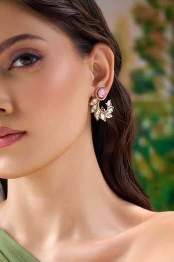 Nazaakat By Samara Singh Leaf Vine Stone Studded Earrings 