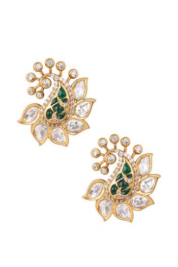 Nazaakat By Samara Singh Paisley Embellished Stud Earrings 