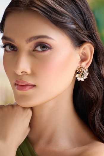 Nazaakat By Samara Singh Paisley Embellished Stud Earrings 