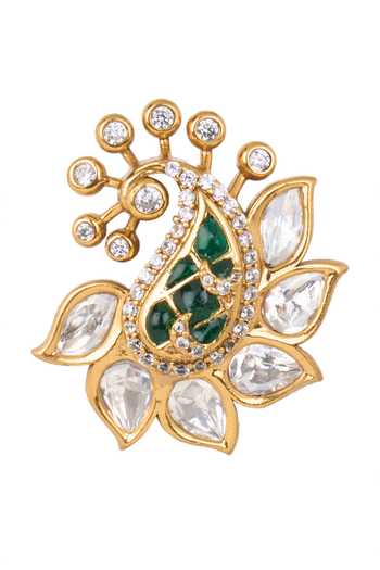 Nazaakat By Samara Singh Green Paisley Embellished Stud Earrings Online at Aza Fashions Nazaakat By Samara Singh_Green Paisley Embellished Stud Earrings _Online_at_Aza_Fashions