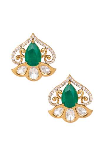 Nazaakat By Samara Singh Spade Shaped Studded Earrings 