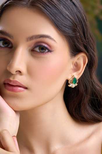 Nazaakat By Samara Singh Spade Shaped Studded Earrings 