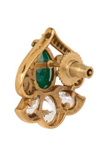 Nazaakat By Samara Singh Emerald Green Spade Shaped Studded Earrings Online at Aza Fashions Nazaakat By Samara Singh_Emerald Green Spade Shaped Studded Earrings _Online_at_Aza_Fashions