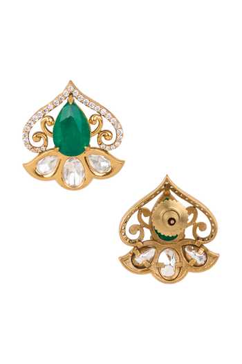 Buy Nazaakat By Samara Singh Emerald Green Spade Shaped Studded Earrings Online at Aza Fashions Buy_Nazaakat By Samara Singh_Emerald Green Spade Shaped Studded Earrings _Online_at_Aza_Fashions