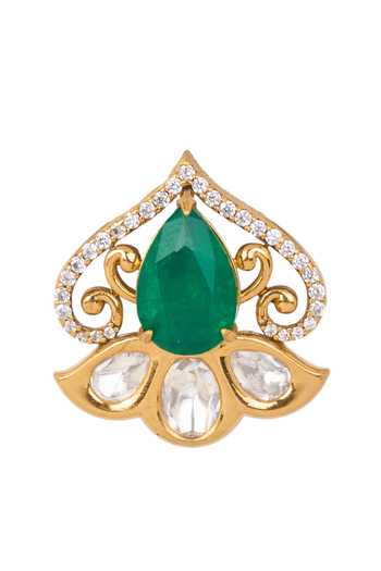 Shop Nazaakat By Samara Singh Emerald Green Spade Shaped Studded Earrings Online at Aza Fashions Shop_Nazaakat By Samara Singh_Emerald Green Spade Shaped Studded Earrings _Online_at_Aza_Fashions