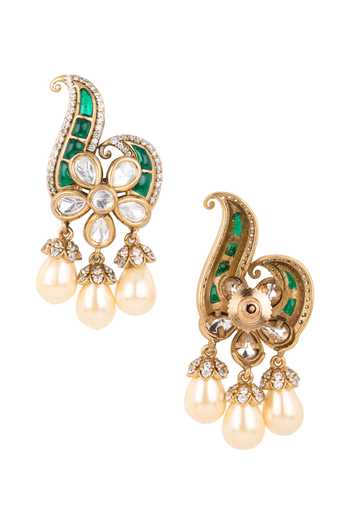 Buy Nazaakat By Samara Singh Green Embellished Dangling Earrings Buy_Nazaakat By Samara Singh_Green Embellished Dangling Earrings