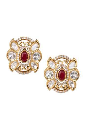 Nazaakat By Samara Singh Embellished Oval Shaped Earrings 