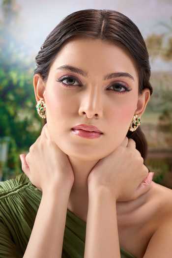 Buy_Nazaakat By Samara Singh_Gold Plated Embellished Paisley Shaped Earrings _Online_at_Aza_Fashions
