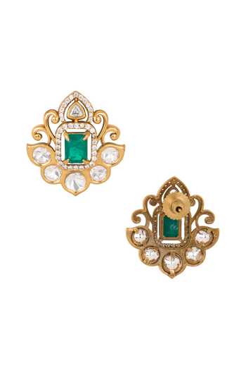 Buy Nazaakat By Samara Singh Green Embellished Stud Earrings Online at Aza Fashions Buy_Nazaakat By Samara Singh_Green Embellished Stud Earrings _Online_at_Aza_Fashions