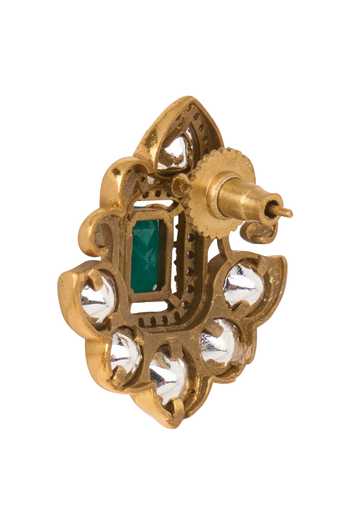 Nazaakat By Samara Singh Green Embellished Stud Earrings at Aza Fashions Nazaakat By Samara Singh_Green Embellished Stud Earrings _at_Aza_Fashions