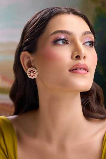 Nazaakat By Samara Singh Embellished Floral Stud Earrings 