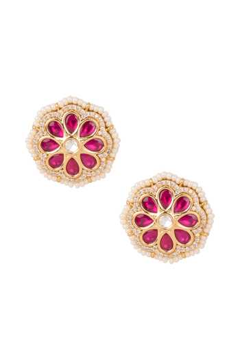 Nazaakat By Samara Singh Embellished Floral Stud Earrings 