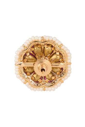 Nazaakat By Samara Singh Red Embellished Floral Stud Earrings at Aza Fashions Nazaakat By Samara Singh_Red Embellished Floral Stud Earrings _at_Aza_Fashions