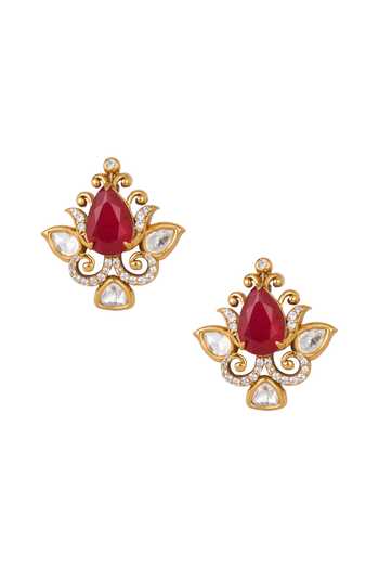 Nazaakat By Samara Singh Stone Embellished Stud Earrings 