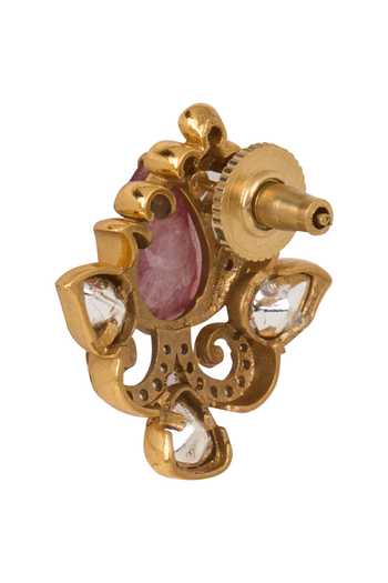 Nazaakat By Samara Singh Red Stone Embellished Stud Earrings at Aza Fashions Nazaakat By Samara Singh_Red Stone Embellished Stud Earrings _at_Aza_Fashions