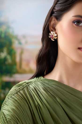 Shop Nazaakat By Samara Singh Red Stone Studded Earrings Online at Aza Fashions Shop_Nazaakat By Samara Singh_Red Stone Studded Earrings _Online_at_Aza_Fashions