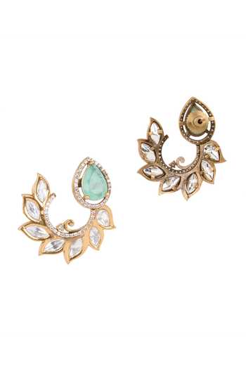 Nazaakat By Samara Singh Green Spiral Embellished Earrings Online at Aza Fashions Nazaakat By Samara Singh_Green Spiral Embellished Earrings _Online_at_Aza_Fashions