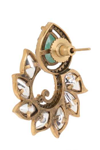 Nazaakat By Samara Singh Green Spiral Embellished Earrings at Aza Fashions Nazaakat By Samara Singh_Green Spiral Embellished Earrings _at_Aza_Fashions