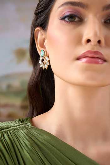 Buy Nazaakat By Samara Singh Green Spiral Embellished Earrings Buy_Nazaakat By Samara Singh_Green Spiral Embellished Earrings