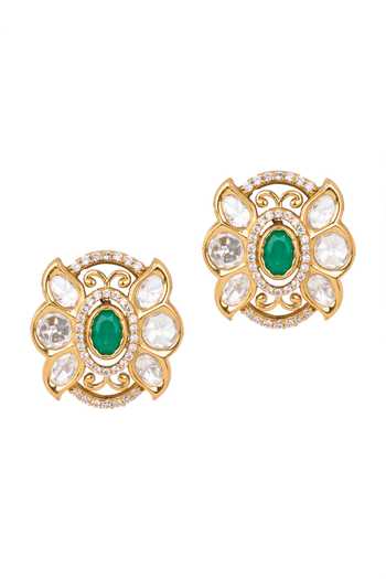 Nazaakat By Samara Singh Oval Shaped Embellished Earrings 