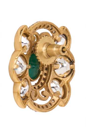 Buy Nazaakat By Samara Singh Green Oval Shaped Embellished Earrings Online at Aza Fashions Buy_Nazaakat By Samara Singh_Green Oval Shaped Embellished Earrings _Online_at_Aza_Fashions