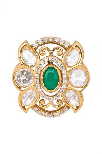 Shop Nazaakat By Samara Singh Green Oval Shaped Embellished Earrings Online at Aza Fashions Shop_Nazaakat By Samara Singh_Green Oval Shaped Embellished Earrings _Online_at_Aza_Fashions