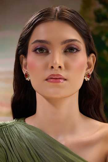 Buy Nazaakat By Samara Singh Green Oval Shaped Embellished Earrings Buy_Nazaakat By Samara Singh_Green Oval Shaped Embellished Earrings