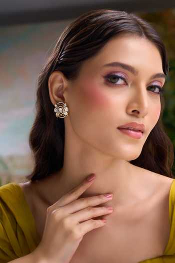 Nazaakat By Samara Singh Embellished Oval Shaped Earrings